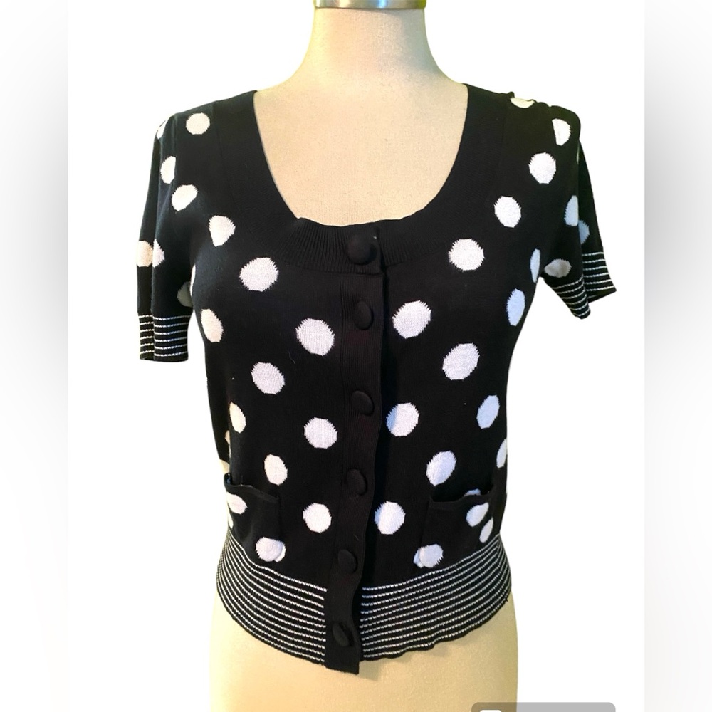 Lux Polka Dot Cardigan Sweater L